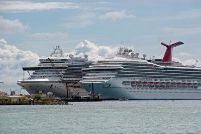 St. Maarten - Carnival Triumph (foreground) & Caribbean Princess