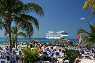 View of Caribbean Princess from private island