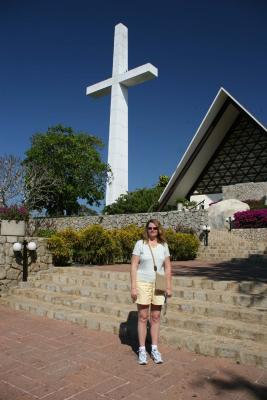 Angela in front of Chapel overlooking Acapulco