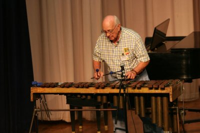Billy Enete playing the marimba