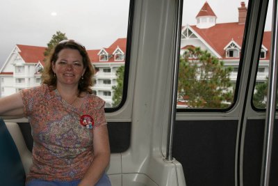 Angela on the monorail
