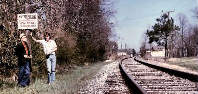  Hey fool, slow that train down!   Get that piece of crap off the tracks! (What obnoxious trespassers say when trains pass.)