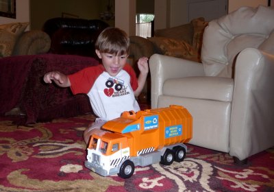 Brandon with His Garbage Truck