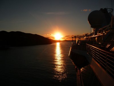 Sunrise over the Caribbean from Tortola Dock