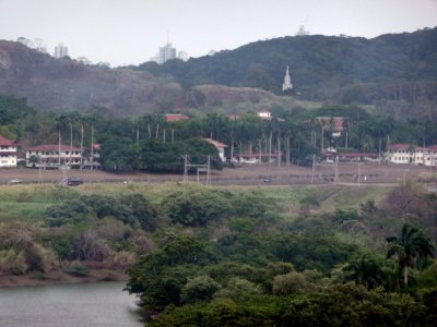 Glimpse of Panama City from Miraflores Locks