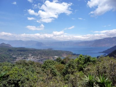 Lake Atitlan and Town of San Lucas Toliman, Guatemala