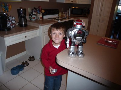 Brandon with Robot Christmas Present