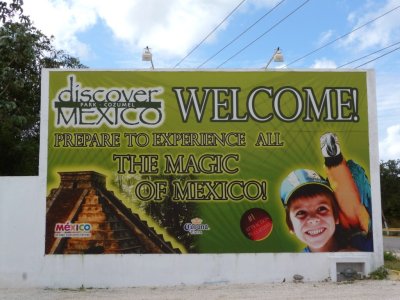 Entering 'Discover Mexico' in Cozumel