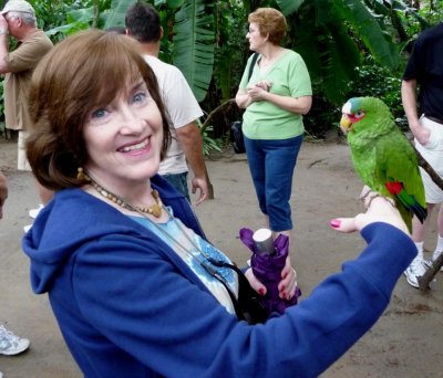 Susan with White Fronted Amazon Parrot