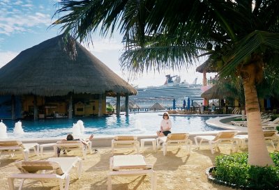 Pool with Swim-up Bar at the Port of Costa Maya, Mexico