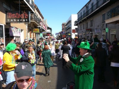Marching Down Bourbon St on Mardi Gras Day