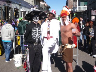 Bill & Naked Indian with Entertainer on Bourbon St.