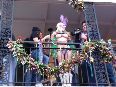 Bourbon St. Balcony on Mardi Gras Day