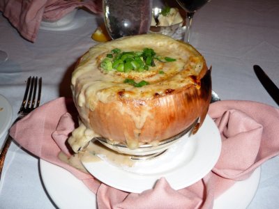 Onion Soup in Giant Onion at Harrah's Steakhouse