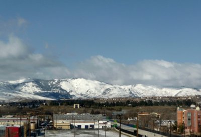 Fresh Snow on Mountains Around Reno