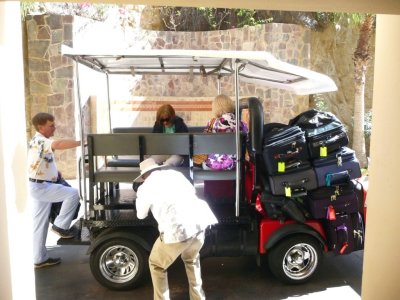 Luggage Loaded on the Golf Cart