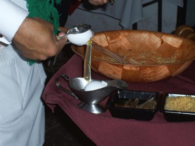 Separating the Egg for Caesar's Dressing