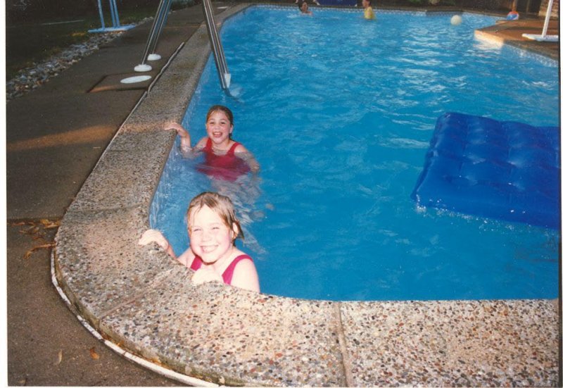 The Holwick twins in the pool