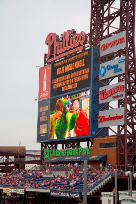 Scoreboard. We sat in Row 5 below the scoreboard