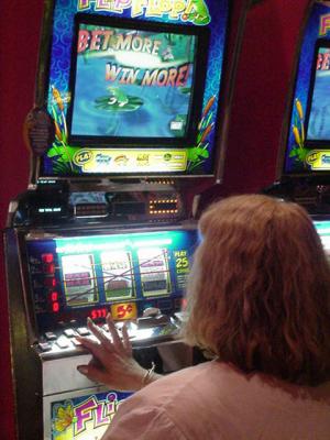 Sharon at her favorite slot machine
