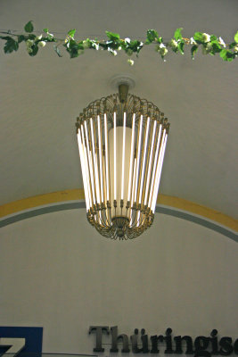 Weimar train station flourescent bulb chandelier