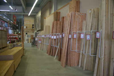 Neat stacks of lumber