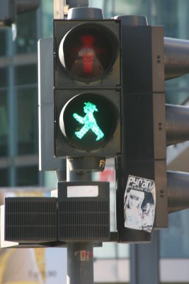 Old East German green traffic man