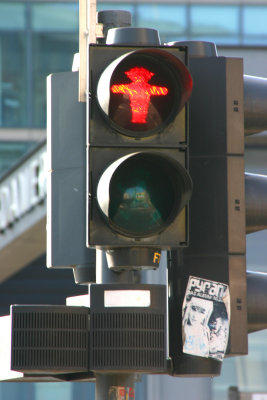 Old East German red traffic man