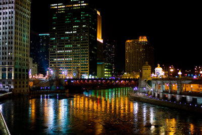 Chicago River At Night