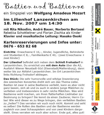 Bastien & Bastienne am Lilienhof, 18. November 2007