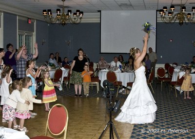 The tossing of the bouquet.