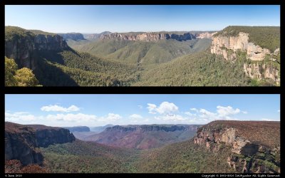 View from Govett's Leap before and after bushfire