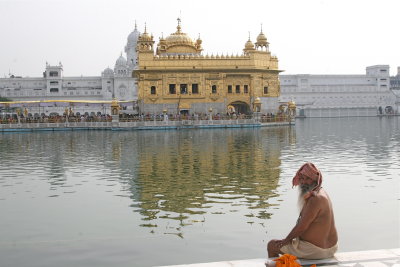 Sitting by the Golden Palace, Amritsar, India
