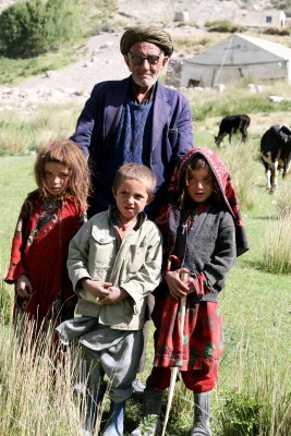 Grandfather and his three Grandchildren, Wakhan Corridor, Afghanistan