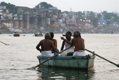 Rowing down the Ganges, Varaasi, India