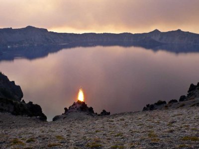 Candle-like Crater Lake, Oregon - September, 2008