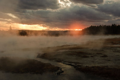 Misty Sunset Yellowstone National Park - October, 2008