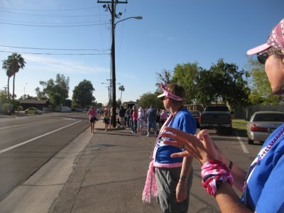 Cheering on the walkers second day