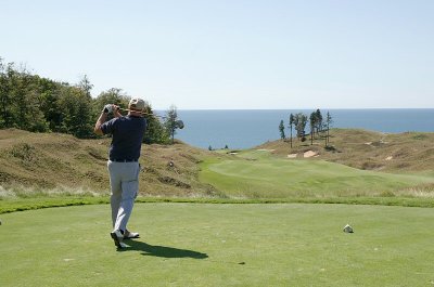 Brian at #11 Arcadia Bluffs (only birdie of the round)