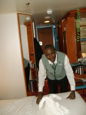Cabin steward Christopher with his towel creation.jpg