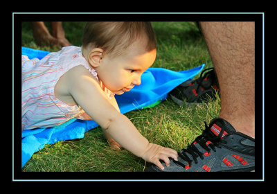 Another fun game -- untie Daddy's shoelaces