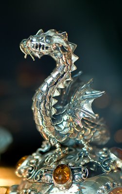 Silver Dragon With Amber
