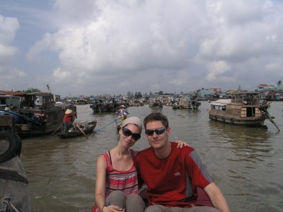 we two in front of the Cai Rang Floating Market