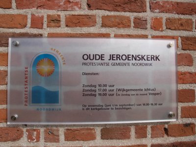 Noordwijk (binnen), prot Oude Jeroenskerk bord, 2009