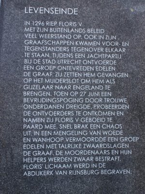 Rijnsburg, herv gem tekst bij beeld Floris V bij Grote Kerk, 2009.jpg