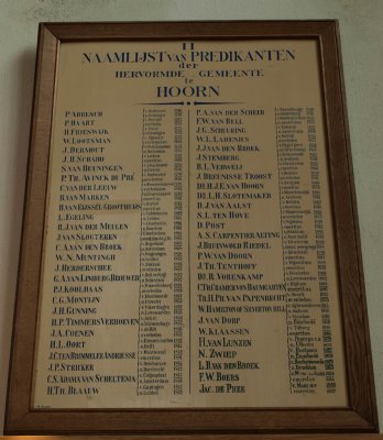 Hoorn, PKN Noorderkerk predikantenbord 4, 2009.jpg