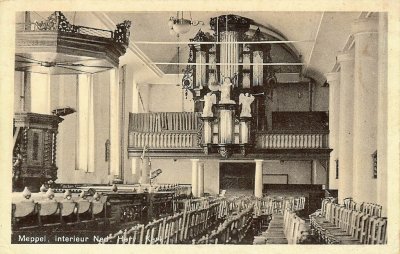 Meppel, NH kerk, interieur, circa 1943