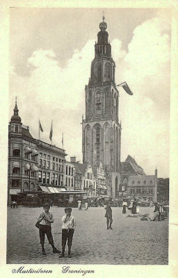 Groningen, Grote Markt en Martinitoren, circa 1915