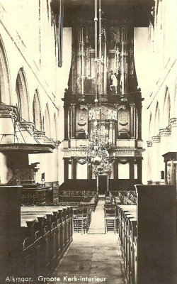 Alkmaar, Grote Kerk interieur, circa 1940