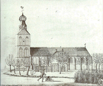 Zuiderwoude, NH kerk en raadhuis, circa 1700